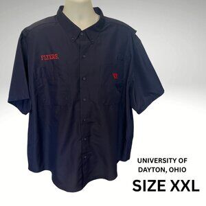 University of Dayton 2XL Dark Blue Button-Down Shirt 100% Polyester NWOT